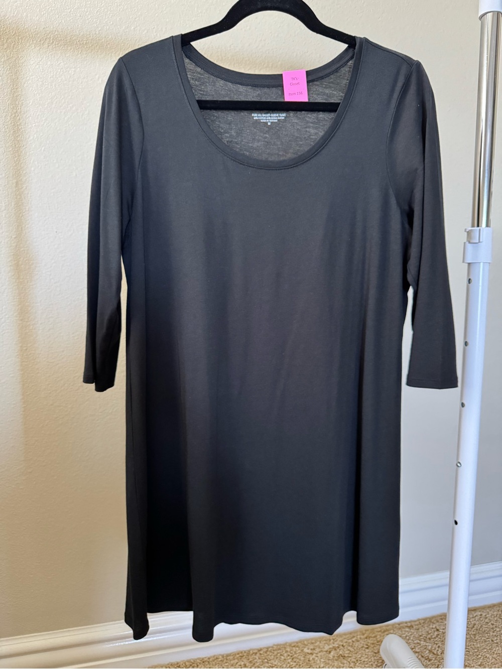 J. Jill Black Long-Sleeve Scoop Neck A-Line Tunic M EUC (156)